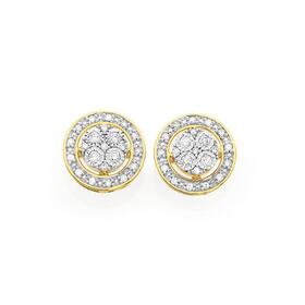 9ct-Two-Tone-Gold-Diamond-Round-Cluster-Stud-Earrings on sale