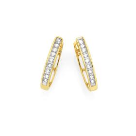 9ct-Two-Tone-Gold-Diamond-Huggie-Hoop-Earrings on sale