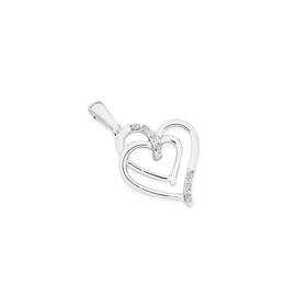 9ct-White-Gold-Diamond-Double-Heart-Pendant on sale