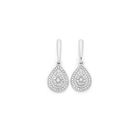 9ct-White-Gold-Diamond-Pear-Cluster-Drop-Stud-Earrings on sale