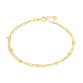 9ct-Gold-19cm-Double-Strand-Diamond-Cut-Bead-Bracelet on sale