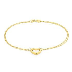 9ct-Gold-19cm-Double-Trace-with-Floating-Heart-Bracelet on sale