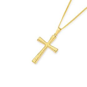 9ct-Gold-Diamond-Cut-Cross-Pendant on sale