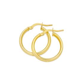 9ct-Gold-4x15mm-Polished-Hoop-Earrings on sale