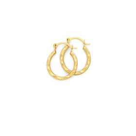 9ct-Gold-10mm-Hammered-Texture-Creole-Earrings on sale