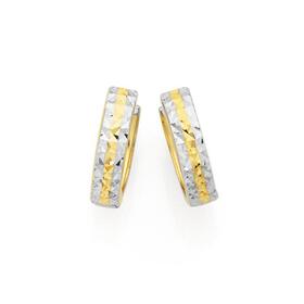 9ct-Gold-Two-Tone-10mm-Reversible-Huggie-Earrings on sale