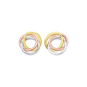 9ct-Gold-Tri-Tone-Open-Knot-Stud-Earrings on sale