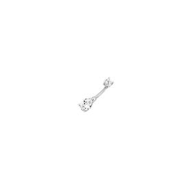 Silver-Steel-CZ-Pear-On-4-Claw-Belly-Bar on sale