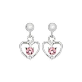 Silver-Childs-Pink-CZ-Heart-Drop-Earrings on sale