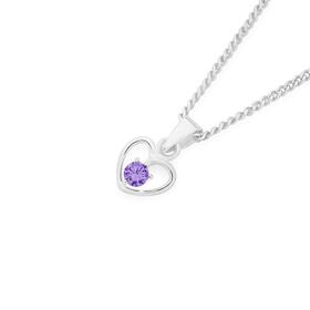 Silver-Childs-Violet-CZ-Heart-Pendant on sale