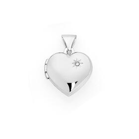 Sterling-Silver-Diamond-Star-Puff-Heart-Locket on sale
