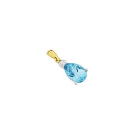 9ct-Gold-Blue-Topaz-Diamond-Pear-Grace-Pendant on sale