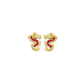 9ct-Gold-Created-Ruby-with-Diamond-Accents-Dragon-Stud-Earrings on sale