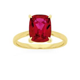 9ct-Gold-Created-Ruby-Claw-Ring on sale