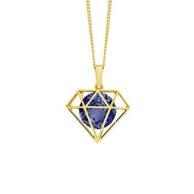 9ct-Gold-Created-Ceylon-Sapphire-Geo-Shape-Enhancer-Pendant on sale