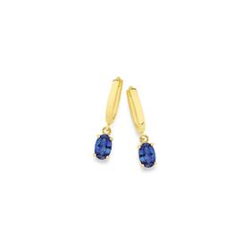 9ct-Gold-Created-Ceylon-Sapphire-Huggie-Earrings on sale