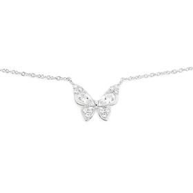Sterling-Silver-Cubic-Zirconia-Butterfly-Necklet on sale