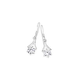Sterling+Silver+Cubic+Zirconia+Wishbone+Hook+Drop+Earrings