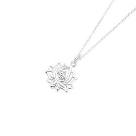Sterling-Silver-Cubic-Zirconia-Lotus-Pendant on sale