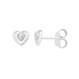 Silver-Delicate-Heart-Frame-CZ-Studs on sale