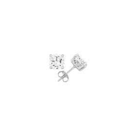 Silver-7mm-4-Claw-CZ-Cushion-Cut-Earrings on sale