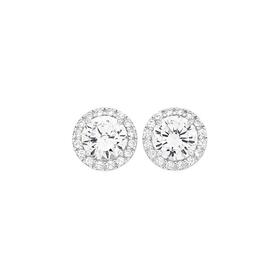 Sterling+Silver+Round+Cubic+Zirconia+Cluster+Studs