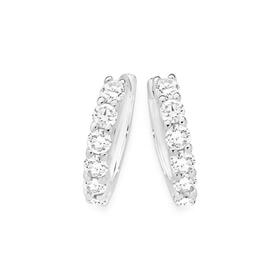 Sterling-Silver-Cubic-Zirconia-25x14mm-Huggie-Earrings on sale