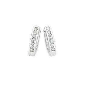Sterling-Silver-Cubic-Zirconia-3x12mm-Huggie-Earrings on sale
