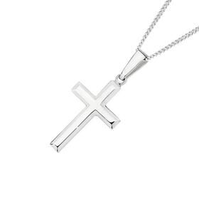 Silver-20mm-Fine-Bevelled-Cross-Pendant on sale