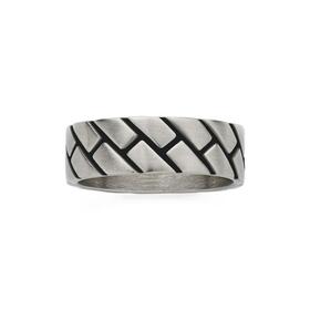 Steel-8mm-Oxidised-Brushed-Brick-Patt-Ring-UWY on sale