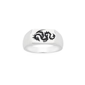 Sterling+Silver+Oxidised+Engraved+Dragon+Signet+Gents+Ring