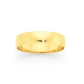 9ct-Gold-5mm-Half-Round-Wedding-Ring-Size-S on sale