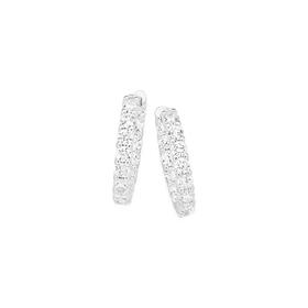 Sterling-Silver-Cubic-Zirconia-25x18mm-Inside-Out-Huggie-Earrings on sale