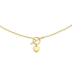 9ct-Gold-45cm-Flat-Heart-Fob-Belcher-Necklet on sale