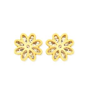 9ct-Gold-Flower-Stud-Earrings on sale