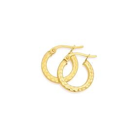 9ct-Gold-10mm-Diamond-cut-Square-Tube-Hoop-Earrings on sale