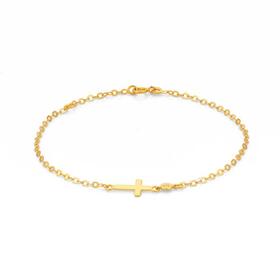 9ct-Gold-Diamond-Set-Cross-Trace-Bracelet on sale