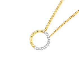 9ct-Gold-Diamond-Half-Pave-Open-Circle-Pendant on sale