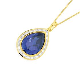 9ct-Gold-Created-Sapphire-Diamond-Enhancer-Pendant on sale