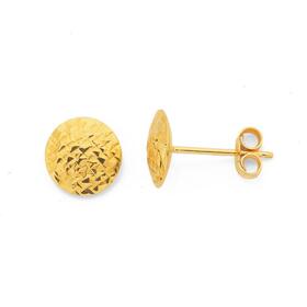 9ct-Gold-8mm-Diamond-cut-Button-Stud-Earrings on sale