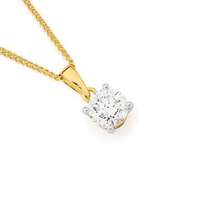 Alora+14ct+Gold+1+Carat+Lab+Grown+Diamond+Solitaire+Pendant