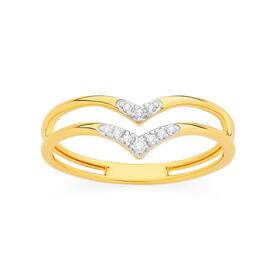 9ct-Gold-Diamond-Double-V-Shape-Ring on sale