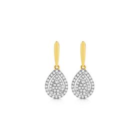 9ct-Gold-Diamond-Pear-Drop-Stud-Earrings on sale