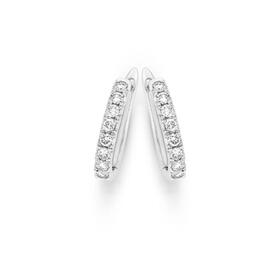 9ct+White+Gold+Diamond+Huggie+Earrings