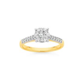 9ct-Gold-Diamond-Round-Cluster-Ring on sale
