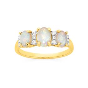 9ct-Gold-White-Opal-10ct-Diamond-Trilogy-Ring on sale