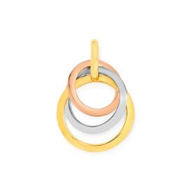 9ct-Gold-Tri-Tone-Triple-Circle-Pendant on sale