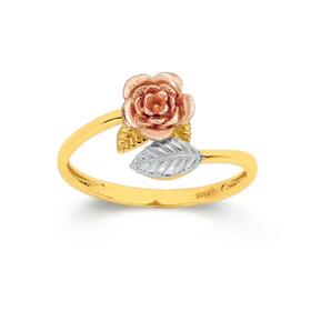 9ct-Tri-Tone-Gold-Rose-Wrap-Ring on sale