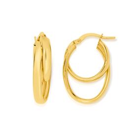 9ct-Gold-12x18mm-Double-Round-and-Oval-Hoop-Earrings on sale
