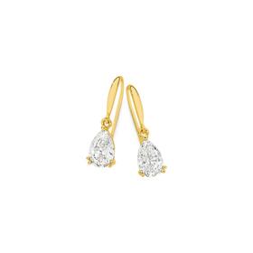 9ct-Gold-Cubic-Zirconia-Hook-Earrings on sale